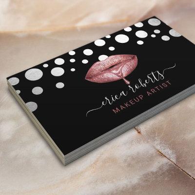 Makeup Artist Rose Gold Dripping Lips Polka Dots