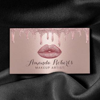 Makeup Artist Rose Gold Drips Glam Lips Salon