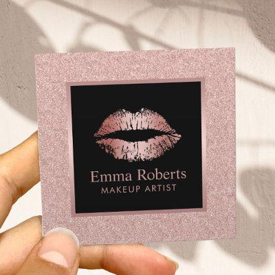 Makeup Artist Rose Gold Glitter Lips Beauty Salon Square