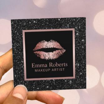 Makeup Artist Rose Gold Lips Black Glitter Salon Square