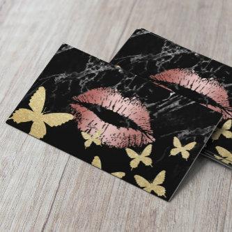 Makeup Artist Rose Gold Lips & Gold Butterflies