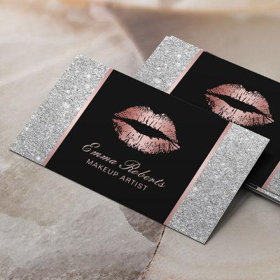 Makeup Artist Rose Gold Lips Trendy Silver Glitter