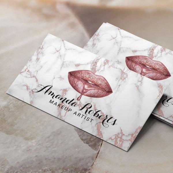 Makeup Artist Rose Gold Marble Glam Lips Salon