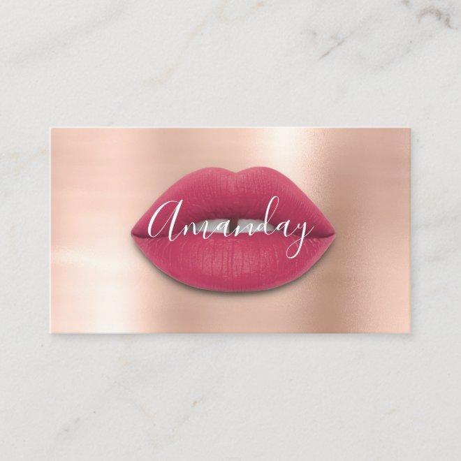 Makeup Artist Rose Pink Lips Logo QR Code