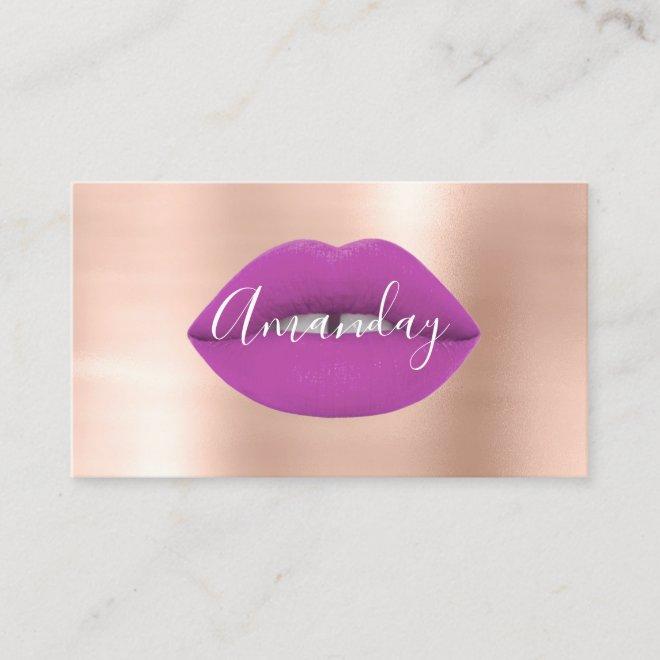 Makeup Artist Rose Purple Lips Logo QR Code Logo