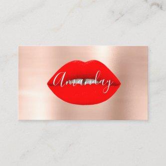 Makeup Artist Rose Red Lips Logo QR Code Logo
