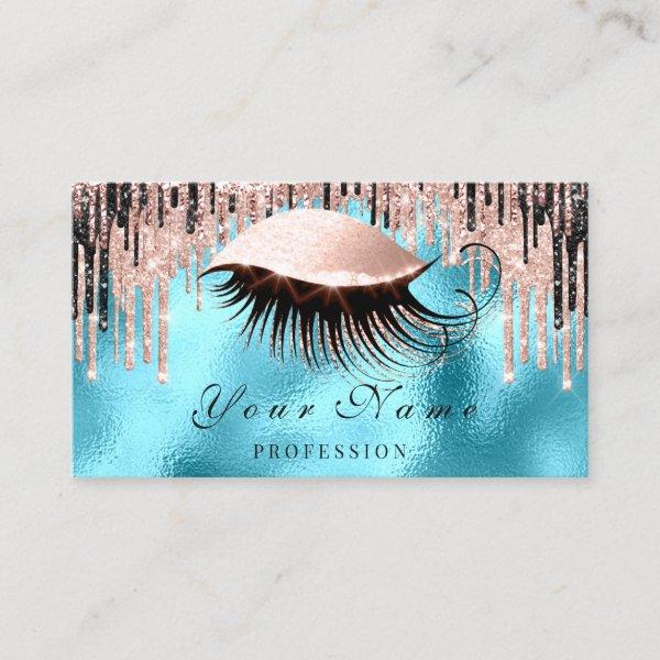 Makeup Artist Rose Spark Lips Eyelash  Blue Appointment Card