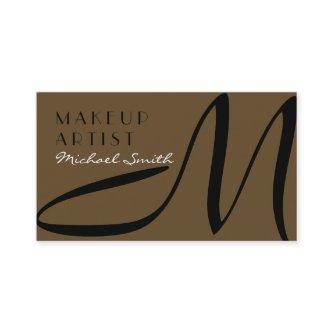 Makeup Artist Stylish Monogram Modern Donkey Brown