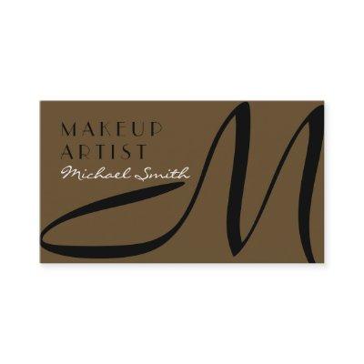 Makeup Artist Stylish Monogram Modern Donkey Brown