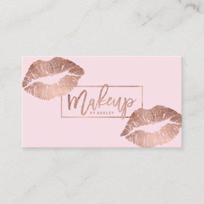Makeup artist typography lips faux rose gold blush