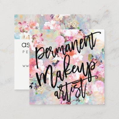 Makeup artist typography modern floral watercolor square