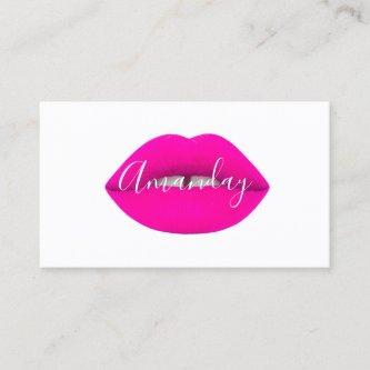 Makeup Artist White Pink Lips Logo QR Code Logo