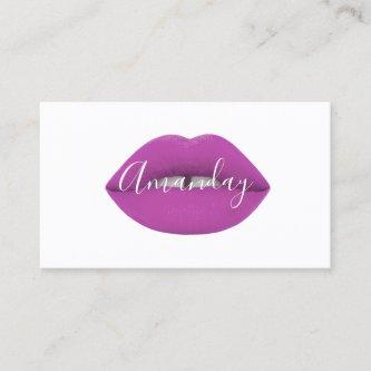 Makeup Artist White Purple Lips Logo QR Code Logo