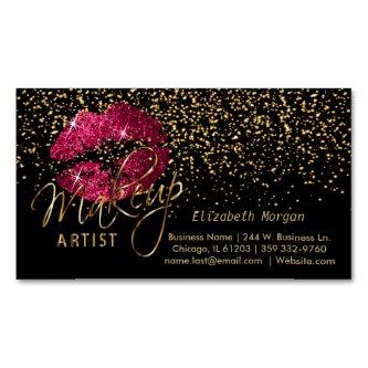 Makeup Artist with Gold Confetti & Hot Pink Lips  Magnet