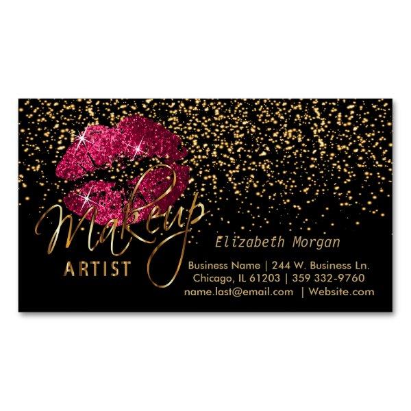 Makeup Artist with Gold Confetti & Hot Pink Lips  Magnet
