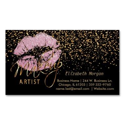 Makeup Artist with Gold Confetti & Pink Lips Magnetic