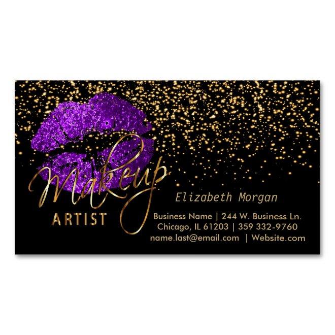 Makeup Artist with Gold Confetti & Purple Lips  Magnet