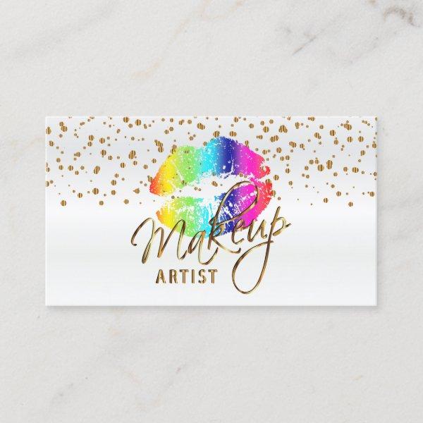 Makeup Artist with Gold Confetti & Rainbow Lips 2