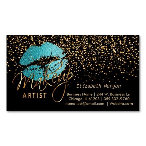 Makeup Artist with Gold Confetti & Teal Lips  Magnet