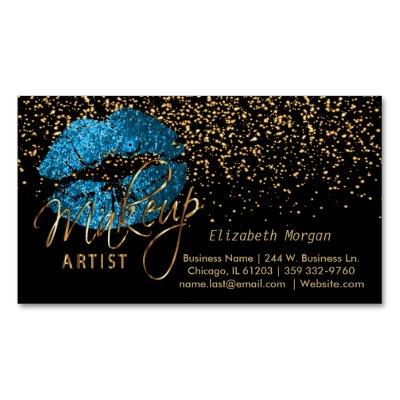 Makeup Artist with Gold Confetti & Turquoise Lips  Magnet