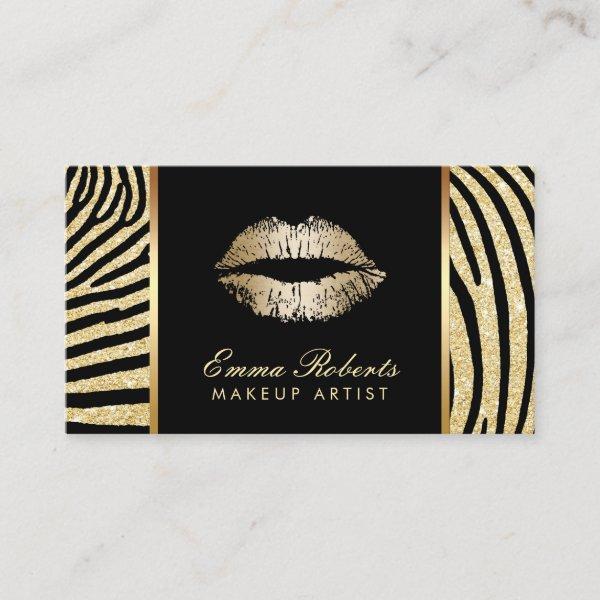 Makeup Artist Zebra Stripes Gold Lips Elegant