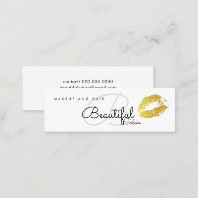 makeup / beauty salon monogram with gold lips mini