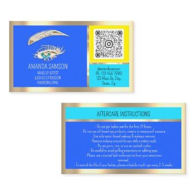 Makeup Blue Eyelash Microblade QrCode Aftercare