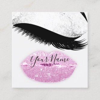 Makeup Boutique Pink Kiss Lips Lash QR Code Gray Square