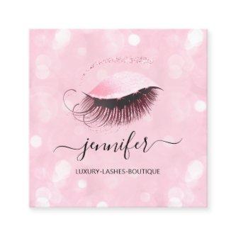 Makeup Brows Eyelash QR Code Logo Pink Powder  Square