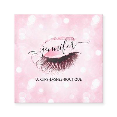 Makeup Brows Eyelash QR Code Logo  Pink Square