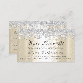 Makeup Brows Lash Silver Drips Gold Hairdresser Appointment Card