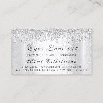 Makeup Brows Lash Silver Drips Hairdresser Gray Appointment Card