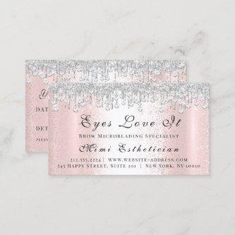 Makeup Brows Lash Silver Drips SPA Hairdresser Appointment Card