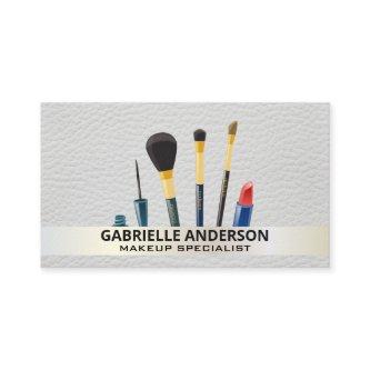 Makeup Brushes | Leather White Gold Trim