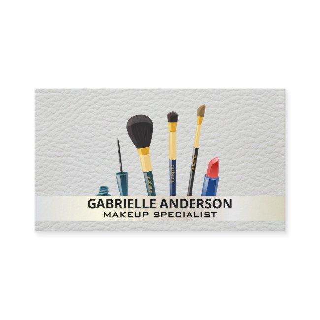 Makeup Brushes | Leather White Gold Trim