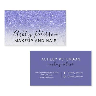Makeup elegant typography marble purple glitter