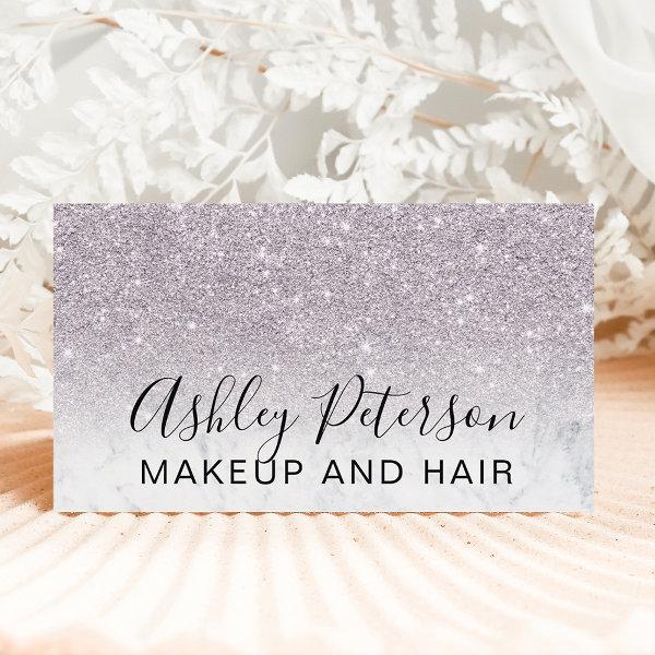 Makeup elegant typography marble purple glitter