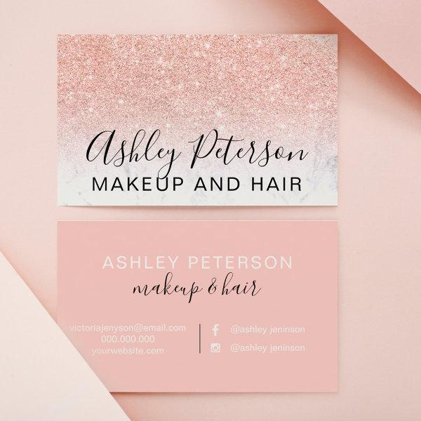 Makeup elegant typography marble rose gold glitter