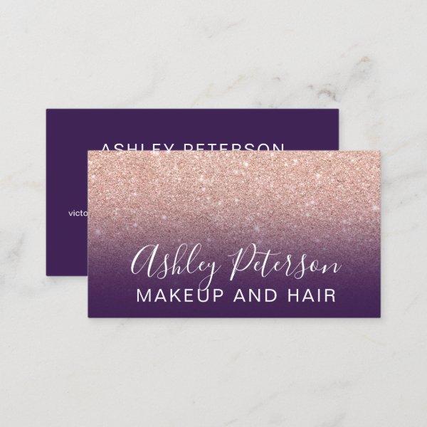 Makeup elegant typography purple rose gold glitter