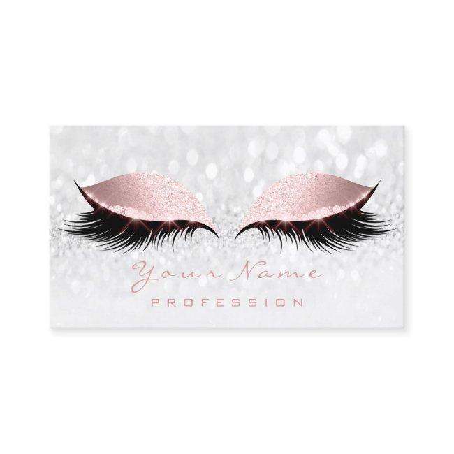 Makeup Eye Lash Glitter Pink Gray Appointment Card