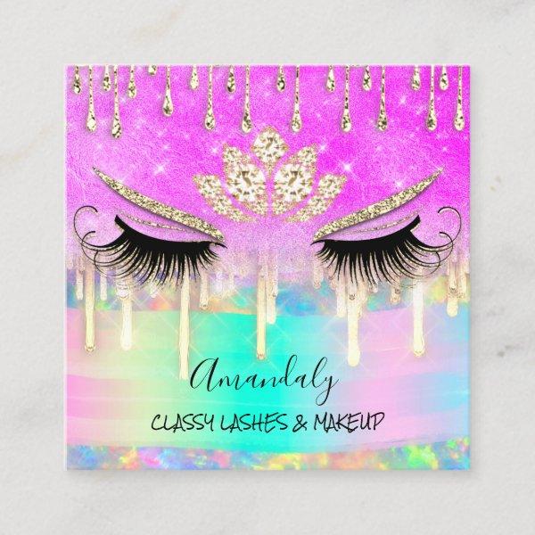 Makeup Eyelash Microblade Drips Logo Lotus Mermaid Square