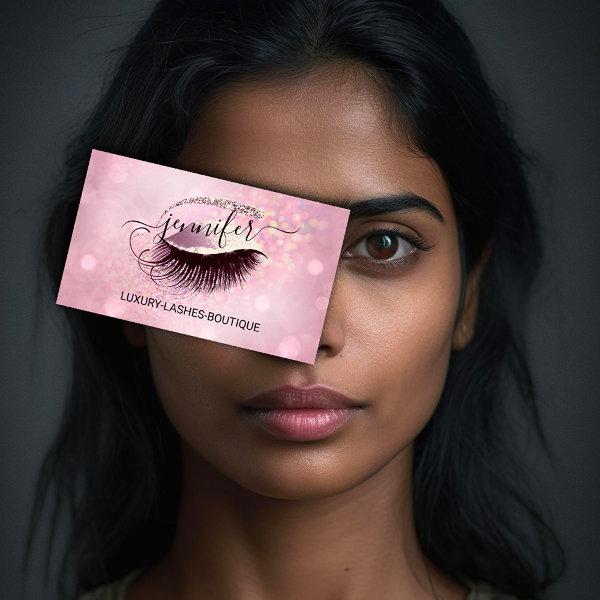 Makeup Eyelash QR Code Logo Glitter Pink Rose Glam