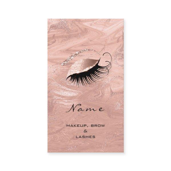 Makeup Eyes Lashes Brow Marble Rose Blush Appointment Card