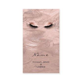 Makeup Eyes Lashes Brow Marble Rose Blush Appointment Card