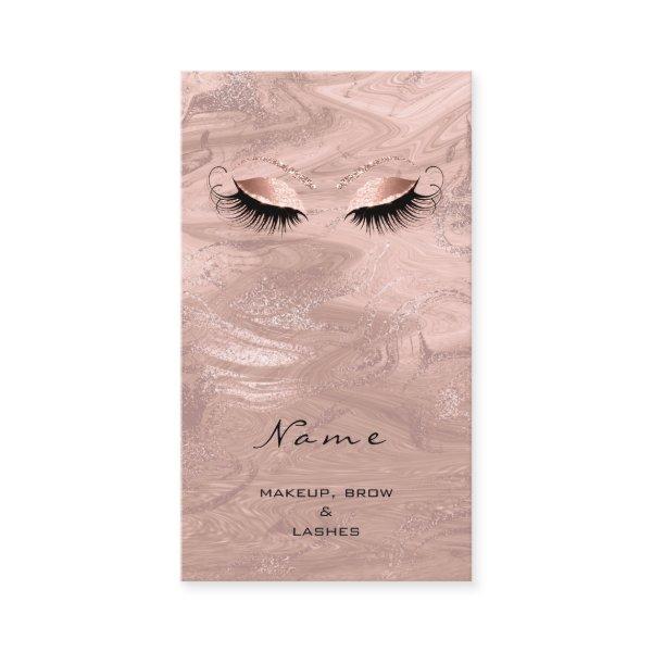 Makeup Eyes Lashes Brow Marble Rose Blush Appointment Card