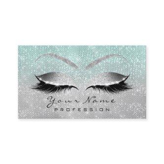 Makeup Eyes Lashes Glitter Silver Gray Aqua Appointment Card