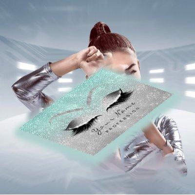 Makeup Eyes Lashes Glitter Silver Gray Blue  Aqua Appointment Card