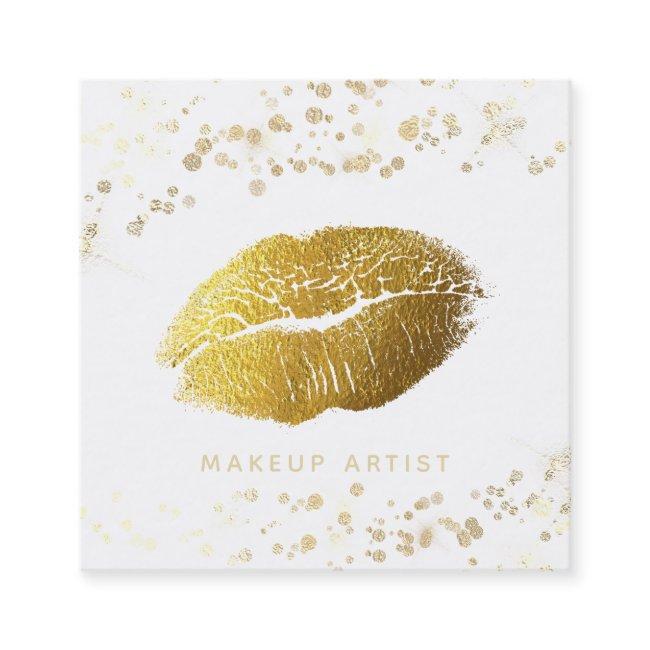 *~* Makeup Gold Glitter Lips Gold Confetti White Square