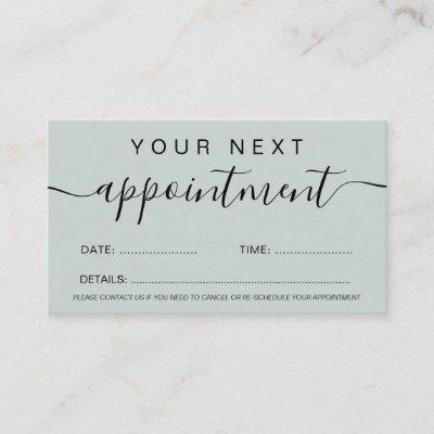 Makeup hair minimalist black and sage green simple appointment card