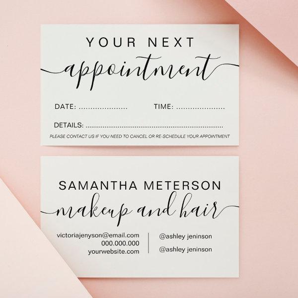 Makeup hair minimalist black and white simple appointment card